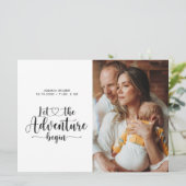 Avontuur begint nieuwe ouder en Baby foto geboorte Aankondiging (Staand voorkant)