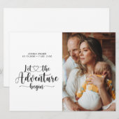 Avontuur begint nieuwe ouder en Baby foto geboorte Aankondiging (Voorkant / Achterkant)