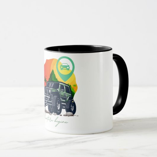 Avontuur begint, offroad mok (Voorkant rechts)