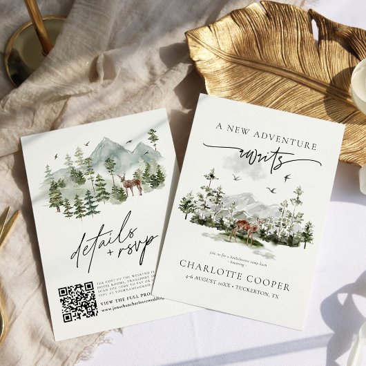 Avontuur Begint QR Code Rustieke Bachelorette Part Kaart