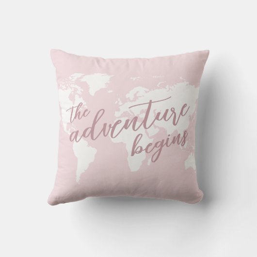 Avontuur Begint Reizen Thema Roze Kussen (Achterkant)