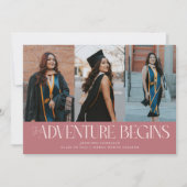 Avontuur Begint Roze Grad Multi Foto Aankondiging (Voorkant)