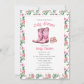 Avontuur begint roze laarzen bloemen kaart (Voorkant)