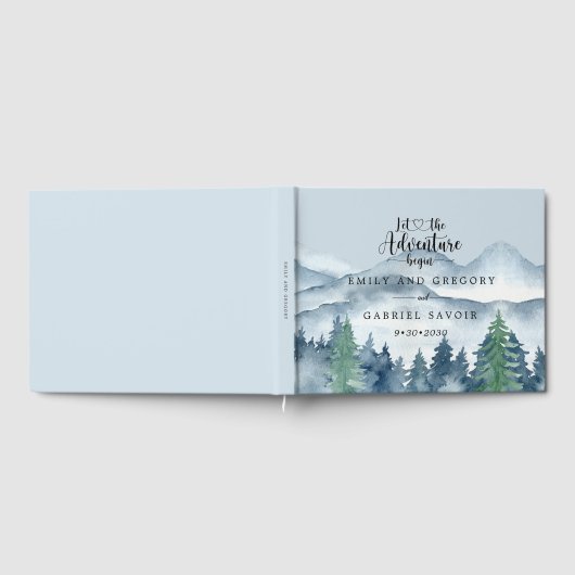 Avontuur begint rustieke bos bruiloft gastenboek (Volledig)