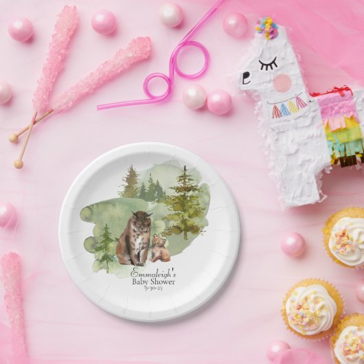 Avontuur begint rustieke lynx papieren bordje (Feest)