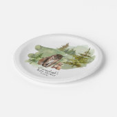 Avontuur begint rustieke lynx papieren bordje (Gekanteld)