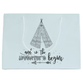 Avontuur Begint Teepee Baby shower Gift Bag Groot Cadeauzakje (Voorkant)