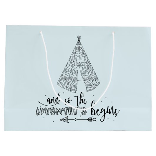 Avontuur Begint Teepee Baby shower Gift Bag Groot Cadeauzakje (Achterkant)