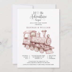 Avontuur Begint Trein Baby Shower Kaart