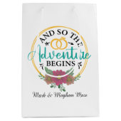 avontuur begint Trouwwoordkunst aanpasbaar Medium Cadeauzakje (Voorkant)