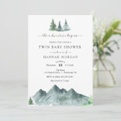 Avontuur begint tweelinguitnodiging Baby shower Kaart (Staand voorkant)