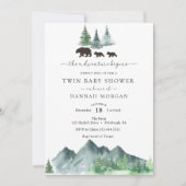 Avontuur begint tweelinguitnodiging Baby shower Kaart (Voorkant)