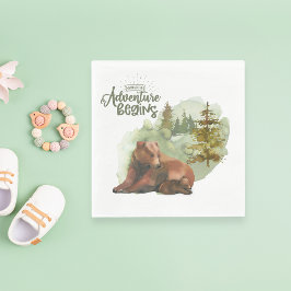 Avontuur begint Typografie Rustieke Beren Servet