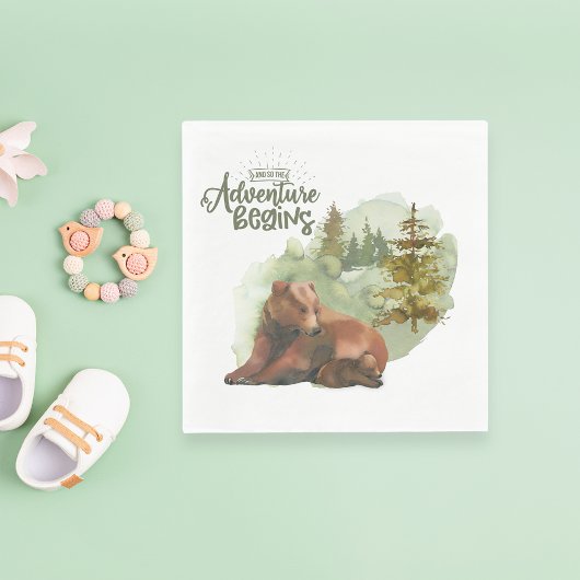 Avontuur begint Typografie Rustieke Beren Servet