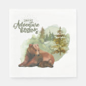 Avontuur begint Typografie Rustieke Beren Servet (Voorkant)