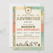 Avontuur begint Verjaardag uitnodiging Reiskaart (Voorkant)