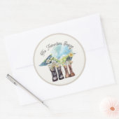 Avontuur begint wandelen laarzen ronde sticker (Envelop)