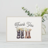 Avontuur Begint Wandelschoenen Koppels Douche Bedankkaart (Staand voorkant)