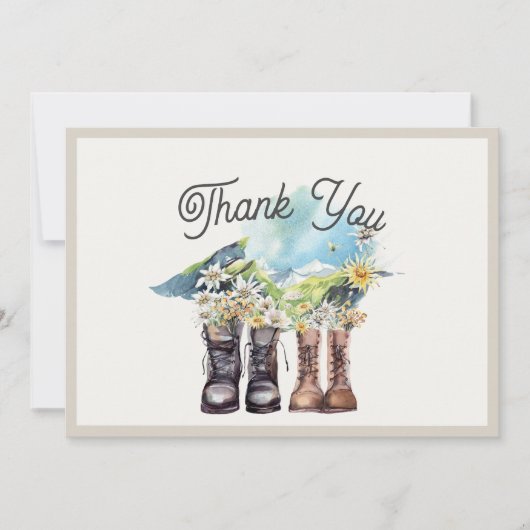 Avontuur Begint Wandelschoenen Koppels Douche Bedankkaart (Voorkant)