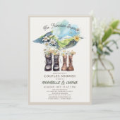 Avontuur Begint Wandelschoenen Koppels Douche Kaart (Staand voorkant)