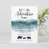 Avontuur begint Waterverf Bergen Beer Familie Kaart (Staand voorkant)