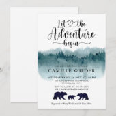 Avontuur begint Waterverf Bergen Beer Familie Kaart (Voorkant / Achterkant)