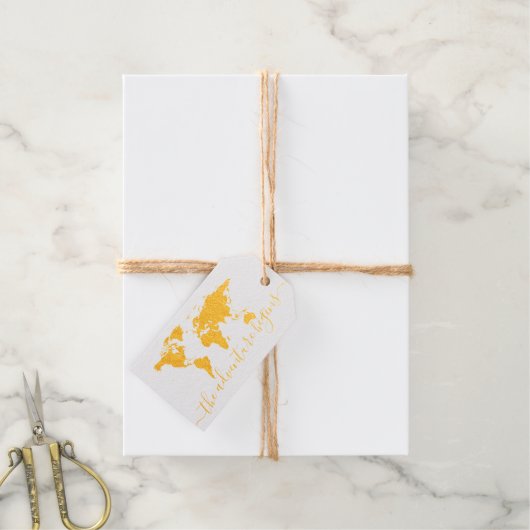 Avontuur Begint Wereldkaart Bestemming Favor REAL Cadeaulabels (Met Koord)