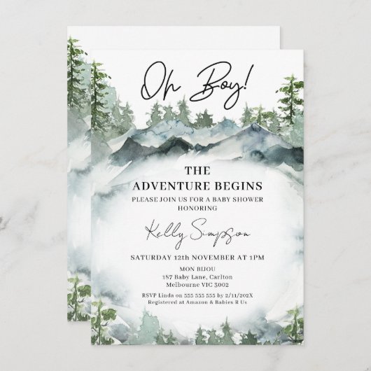 Avontuur begint Wilderness Scene Baby shower Kaart (Voorkant / Achterkant)