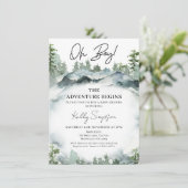 Avontuur begint Wilderness Scene Baby shower Kaart (Staand voorkant)