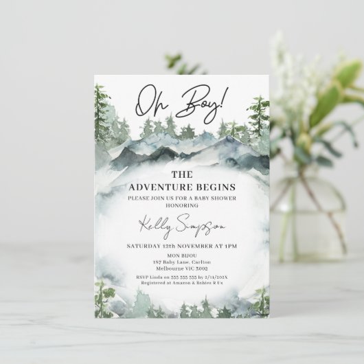 Avontuur begint Wilderness Scene Baby shower Kaart (Staand voorkant)