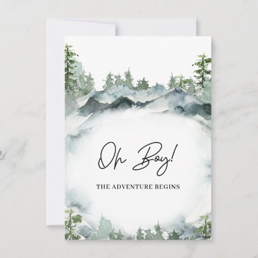 Avontuur begint Wilderness Scene Baby shower Kaart (Achterkant)
