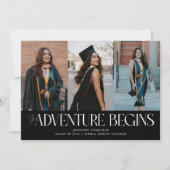 Avontuur Begint Zwarte Grad Multi Foto Aankondiging (Voorkant)