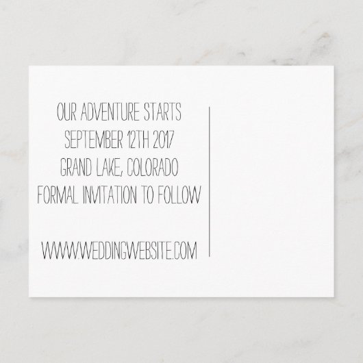 Avontuur Bewaar de datum Aankondigingskaart (Achterkant)