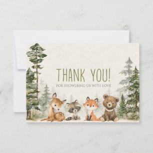 Avontuur Bos Kamperen Dieren Baby Shower Bedankkaart