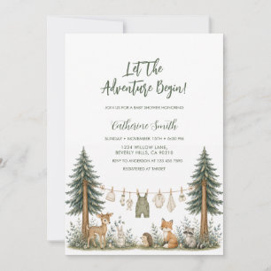 Avontuur Bosdieren Baby Shower Kaart
