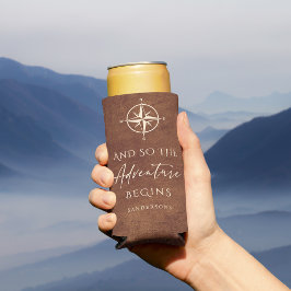 Avontuur Bruin Leder Gepersonaliseerd Seltzer Blikjeskoeler