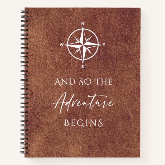Avontuur Bruin Leder Gepersonaliseerde Reizen Notitieboek (Voorkant)