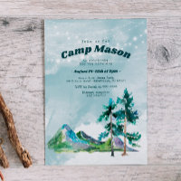 Avontuur Camping Sleepover Verjaardag Uitnodiging