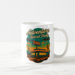 Avontuur Dagelijks Geserveerd Retro Diner Print Koffiemok