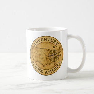 Avontuur door Amerika Vintage Kaart Kunst Koffiemok