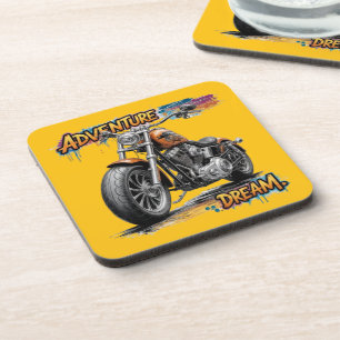 Avontuur Droomrit – Vintage Chopper Motorfiets Bier Onderzetter
