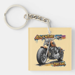 Avontuur Droomrit – Vintage Chopper Motorfiets Sleutelhanger