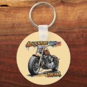 Avontuur Droomrit – Vintage Chopper Motorfiets Sleutelhanger (Voorkant)