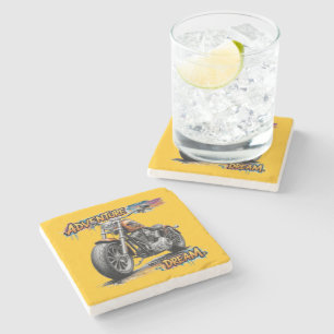 Avontuur Droomrit – Vintage Chopper Motorfiets Stenen Onderzetter
