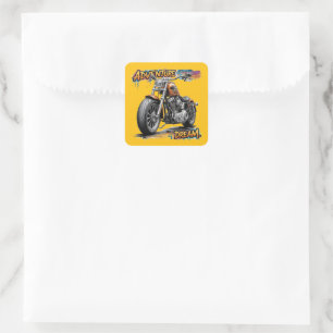 Avontuur Droomrit – Vintage Chopper Motorfiets Vierkante Sticker
