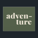 avontuur | Eenvoudig Inspirerend prijsopgave groen Briefkaart<br><div class="desc">avontuur | Eenvoudig Inspirerend Citaat Groen Briefkaart</div>