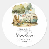 Avontuur Forest Camper Verjaardag Ronde Sticker (Voorkant)