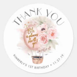 Avontuur Geïnspireerd Hete Luchtballon Verjaardags Ronde Sticker