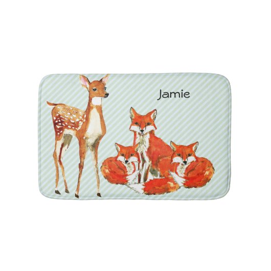 Avontuur Gepersonaliseerde Fox Herten Kinderen Badmat (Voorkant)