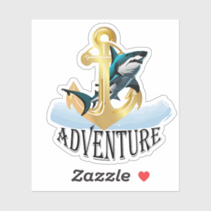 Avontuur Gouden Bootanker Grote Witte Haai Sticker